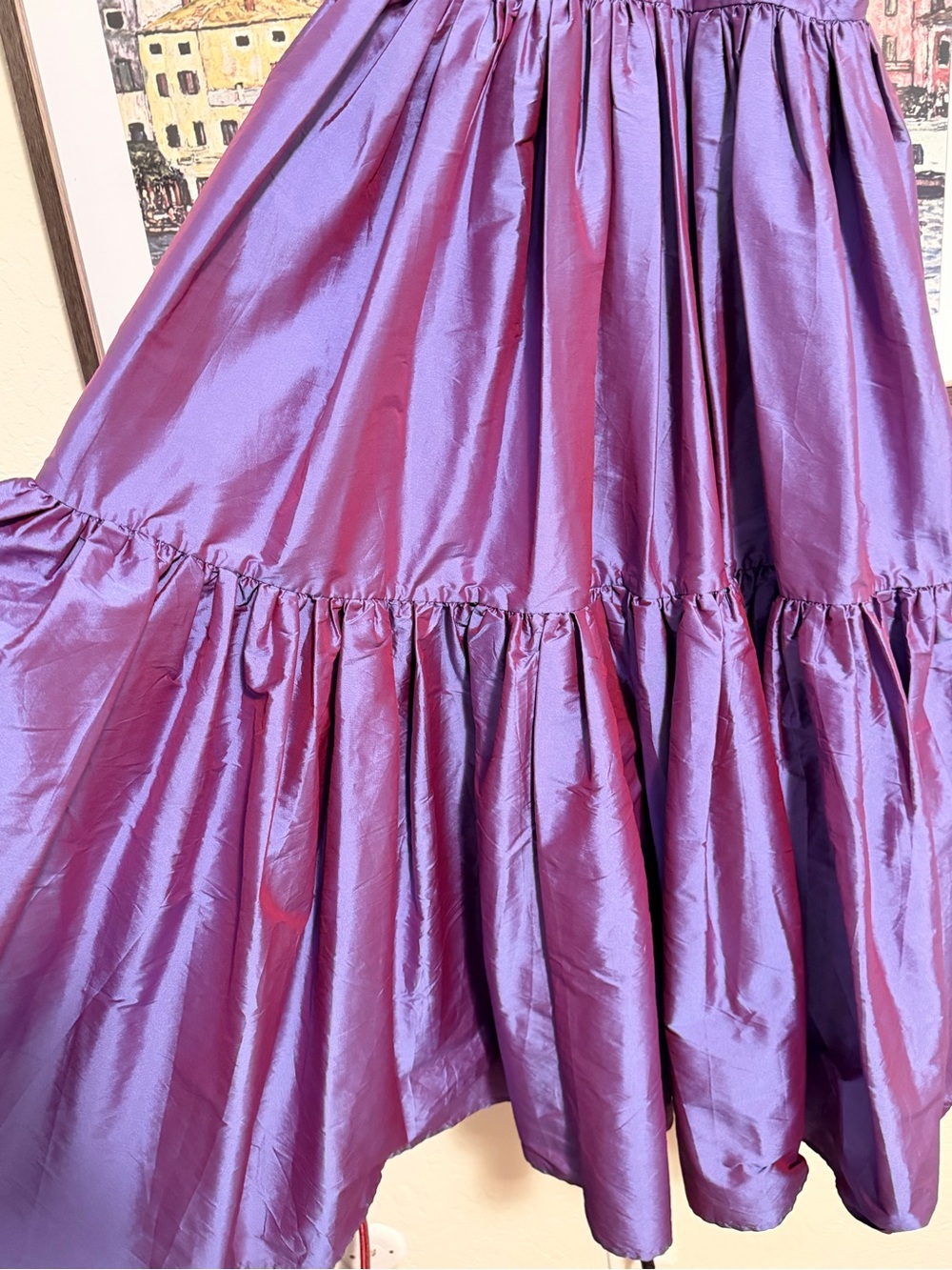 Anthropologie Purple Satin Tiered Party Dress - Picture 2 of 10